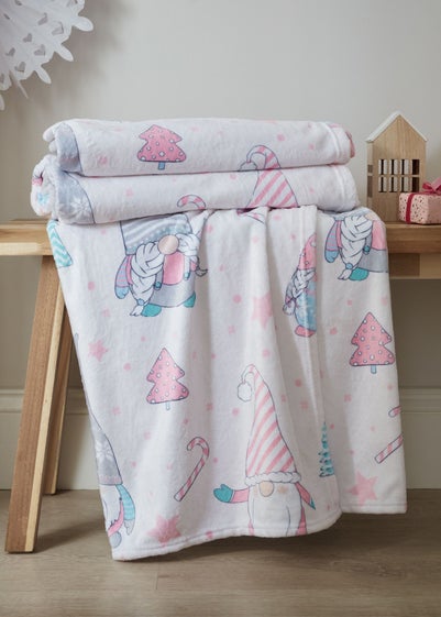 Catherine Lansfield Christmas Gnomes Fleece Cosy Blanket Throw (130x170cm)