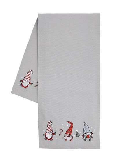 Catherine Lansfield Christmas Gnomes Embroidered Cotton Dining Table Runner (32x220 cm)