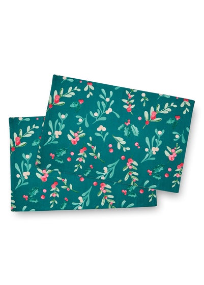 Catherine Lansfield Christmas Holly and MistletoeDining Placemat 4 Pack (30x46 cm)