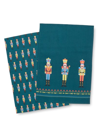 Catherine Lansfield Christmas Nutcracker Cotton Kitchen Tea Towel Pack of 4 (50x75 cm)