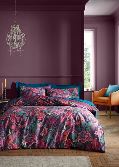 Bridgerton By Catherine Lansfield Kate Floral Soft Velvet Duvet Cover Set