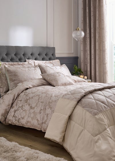 Catherine Lansfield Champagne Damask Jacquard Duvet Cover Set