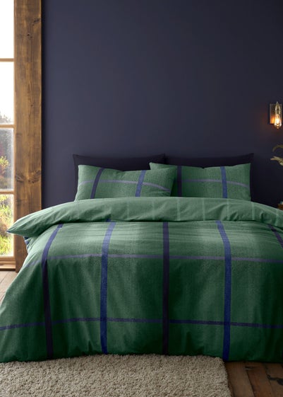 Catherine Lansfield Brushed Melrose Tweed Cotton Reversible Duvet Cover Set