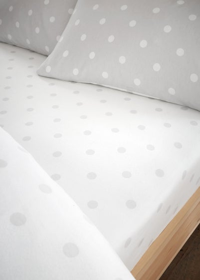 Catherine Lansfield Brushed Polka Dot Cotton Fitted Sheet