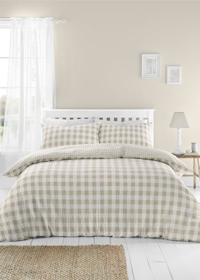 Catherine Lansfield Seersucker Gingham Check Duvet Cover Set