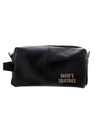 Personalised Memento Company Black Luxury Leatherette Wash Bag