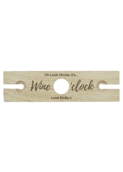 Personalised Memento Company Wood Wine O'clock Wine Glass & Bottle Holder