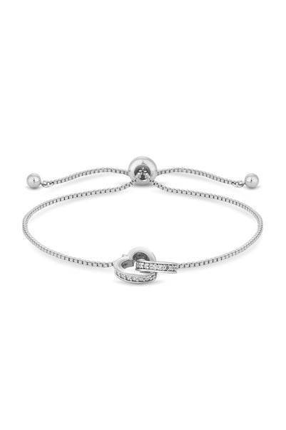 Jon Richard Silver Plated Clear Crystal Heart Bracelet