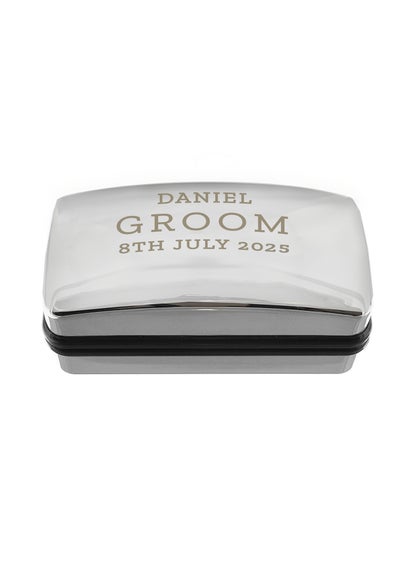 Personalised Memento Company Silver Wedding Cufflink Box