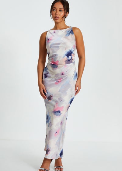 Quiz Multi Petite Marble Twist Maxi Dress