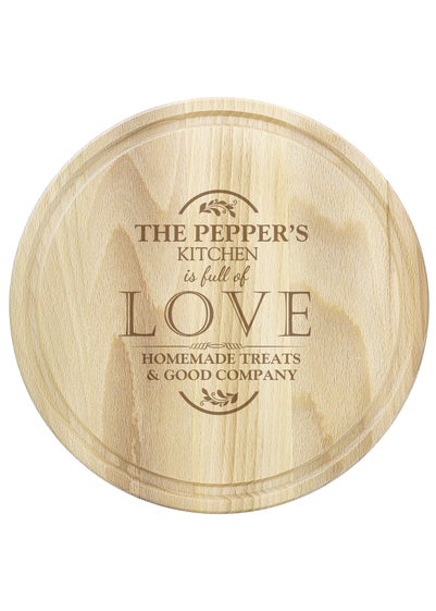 Personalised Memento Company Wood Full of Love Large Round Chopping Board