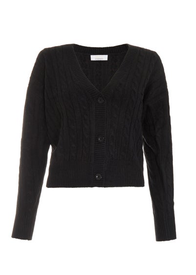 Quiz Black Cable Knit Cardigan