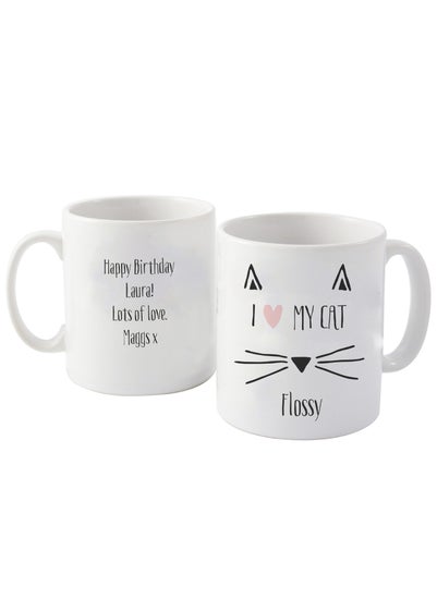 Personalised Memento Company White Cat Features Mug