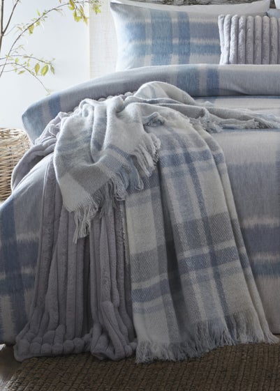 Appletree Hygge Verbier Blue Faux Mohair Bedspread