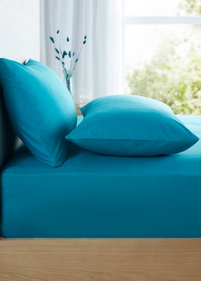 Appletree Style Pure Cotton Teal Fitted Bed Sheet (28cm)