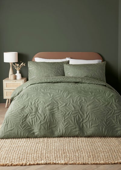 Serene Luana Dark Green Peach Finish Duvet Cover Set