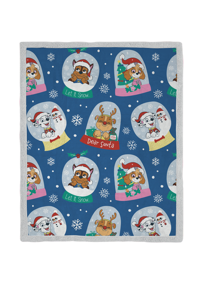 Paw Patrol Snow Globe Faux-Shearling Backed Fleece Throw (100x150cm)