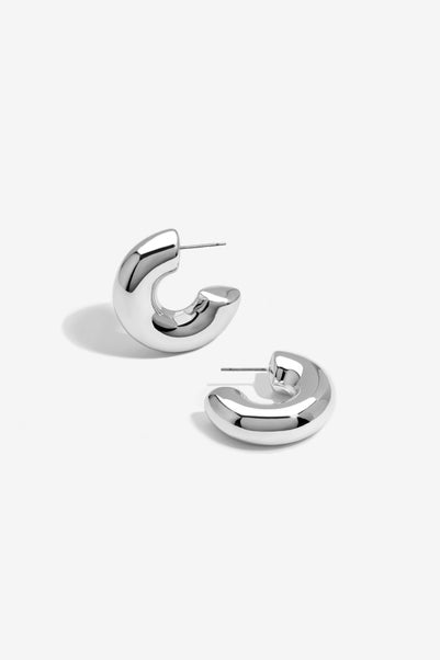 Mood Silver Recycled Chubby Hoop Earrings