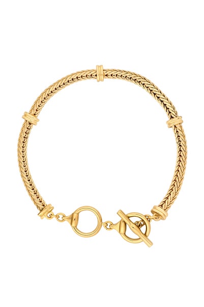 Mood Gold Flat Cobra Station Chain T-Bar Bracelet