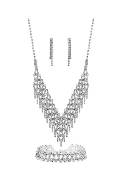 Mood Silver Plated Crystal 3 Piece Shower Matching Jewellery Set