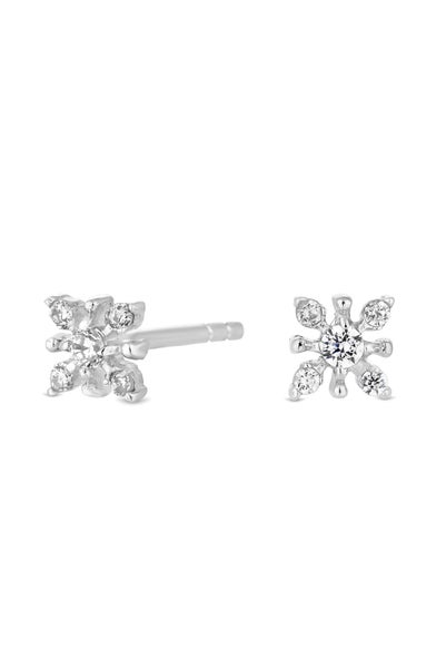 Simply Silver Sterling Silver 925 White Cubic Zirconia Flower Stud Earring