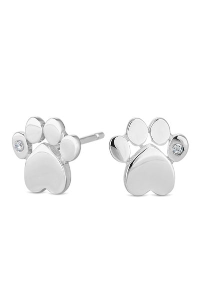 Simply Silver Sterling Silver 925 Paw Print Stud Earrings