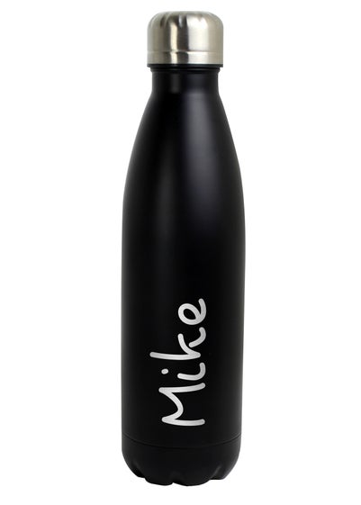 Personalised Memento Company Black Name Only Metal Insulated Drinks Bottle