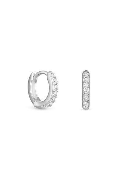 Simply Silver Sterling Silver 925 Cubic Zirconia Mini Hoop Earrings