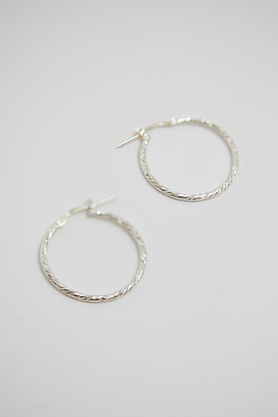 Simply Silver Sterling Silver 925 Fine Twisted Diamond Cut Hoop Earrings