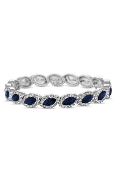 Jon Richard Silver Plated Blue Crystal Navette Stretch Bracelet