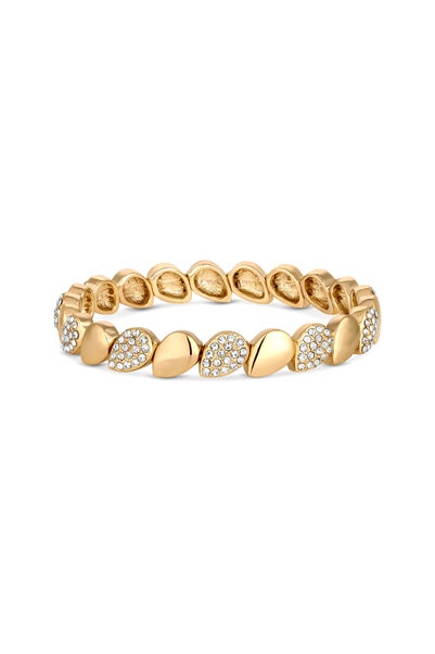 Jon Richard Gold Plated Polished and Pave Stretch Bracelet