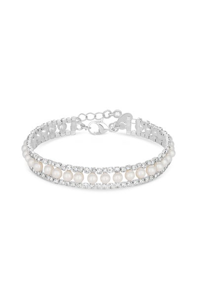 Jon Richard Silver Plated Pearl And Crystal Bracelet