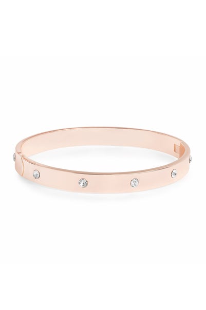 Jon Richard Rose Gold Plated Polished Crystal Bangle Bracelet