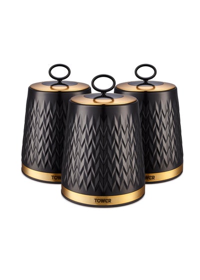 Tower Empire Black Canisters Set Of 3