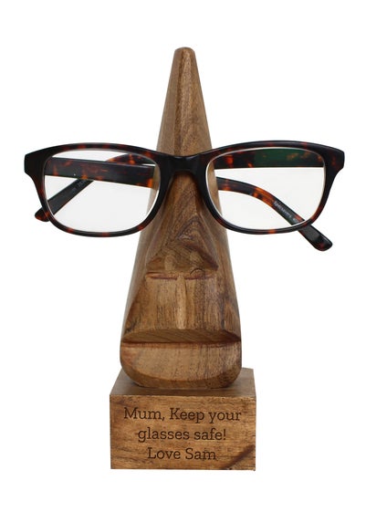 Personalised Memento Company Wood Nose-Shaped Glasses Holder