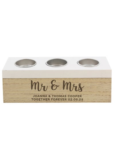 Personalised Memento Company Wood Free Text Triple Tea Light Box