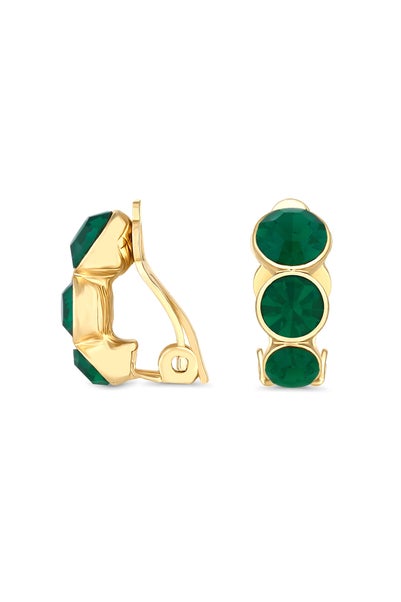 Jon Richard Gold Plated Graduated Emerald Cubic Zirconia Round Clip Earrings