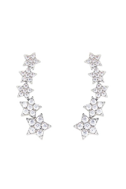 Jon Richard Silver Plated Star Cubic Zirconia Climber Earrings