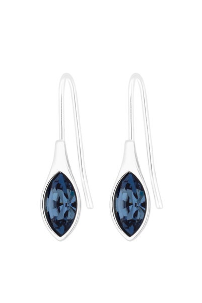 Jon Richard Radiance Collection Silver Plated Denim Blue Polished Drop Earrings