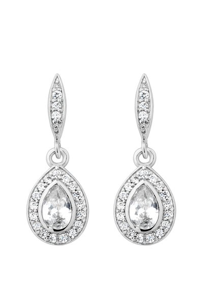 Jon Richard Silver Plated Cubic Zirconia Peardrop Drop Earring