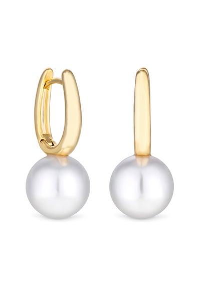 Jon Richard Gold Plated Pearl Drop Hoop Earrings