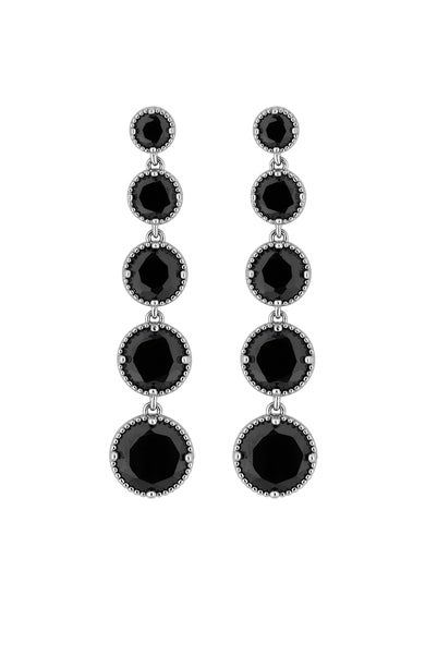 Jon Richard Silver Plated Graduated Jet Long Drop Earrings