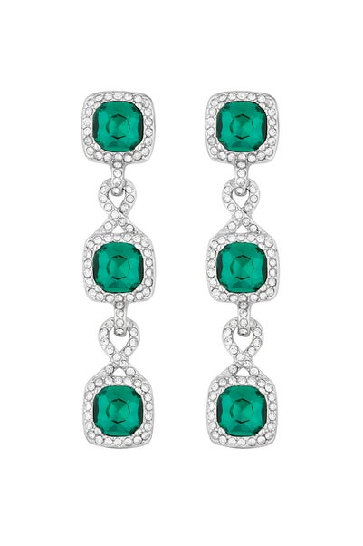 Jon Richard Silver Plated Emerald Green Infinity Earrings