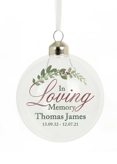 Personalised Memento Company Clear In Loving Memory Glass Bauble