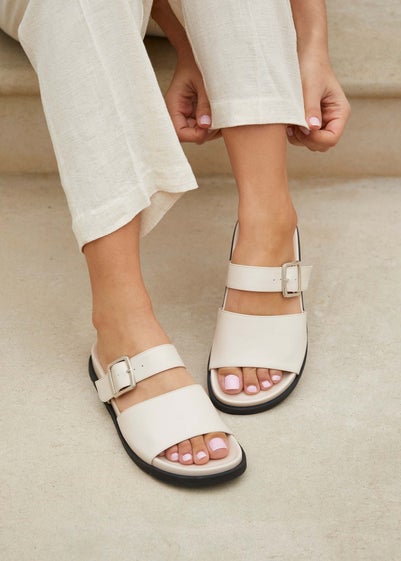 Linzi Amabel Ivory Faux Leather Two Part Sandal