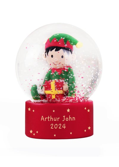 Personalised Memento Company Red Message Elf Glitter Snow Globe