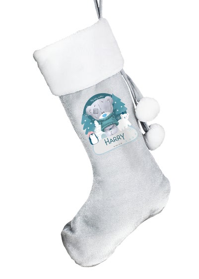 Personalised Memento Company Grey First Christmas Tiny Tatty Teddy Stocking