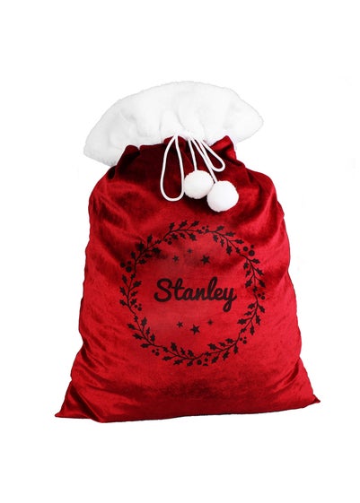 Personalised Memento Company Red Holly Christmas Sack