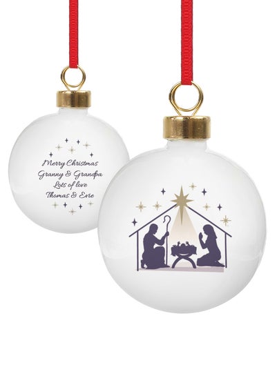 Personalised Memento Company White Nativity Bauble