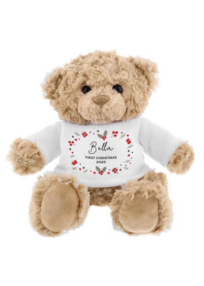 Personalised Memento Company Brown Christmas Teddy Bear